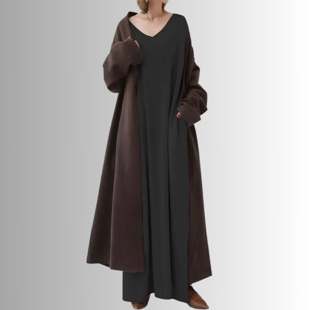 Aria - Lang Oversize Sweaterkjole i Oliven
