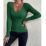 MODA khaki foret rund hals fleece dame langærmet t shirt