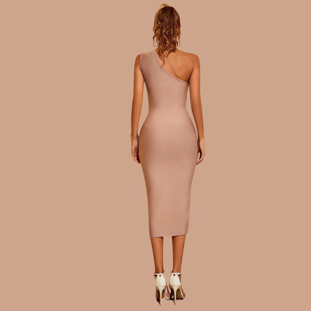 Seraphina - Asymmetrisk Bodycon-Kjole med Kontraststriber