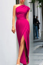 Louise | Stilfuld One-Shoulder Satin Maxikjole