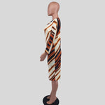 Cassandra - Tiger Stripe Off Shoulder Bodycon Kjole