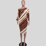 Cassandra - Tiger Stripe Off Shoulder Bodycon Kjole