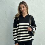 Genevieve - Stribet sweater og buksesæt med brede ben