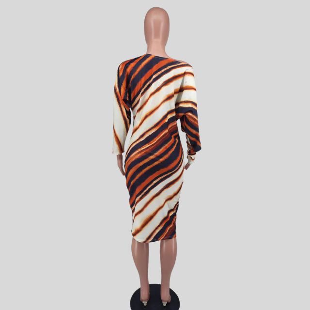 Cassandra - Tiger Stripe Off Shoulder Bodycon Kjole