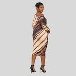 Cassandra - Tiger Stripe Off Shoulder Bodycon Kjole