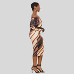 Cassandra - Tiger Stripe Off Shoulder Bodycon Kjole
