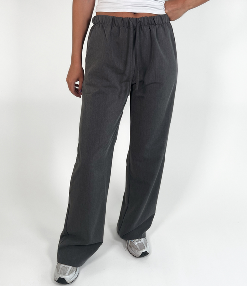 Bukser med brede ben | Grå | Polyester | Komfortabel og Moderne