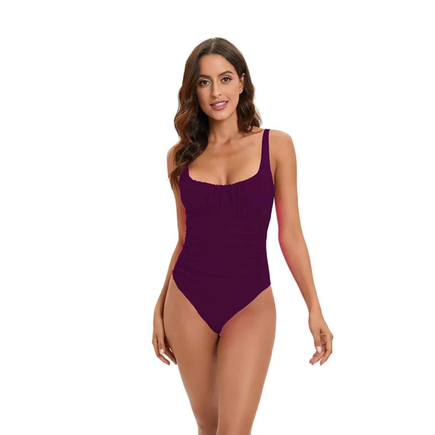 MODA åndbar tankini med rød foret mønster