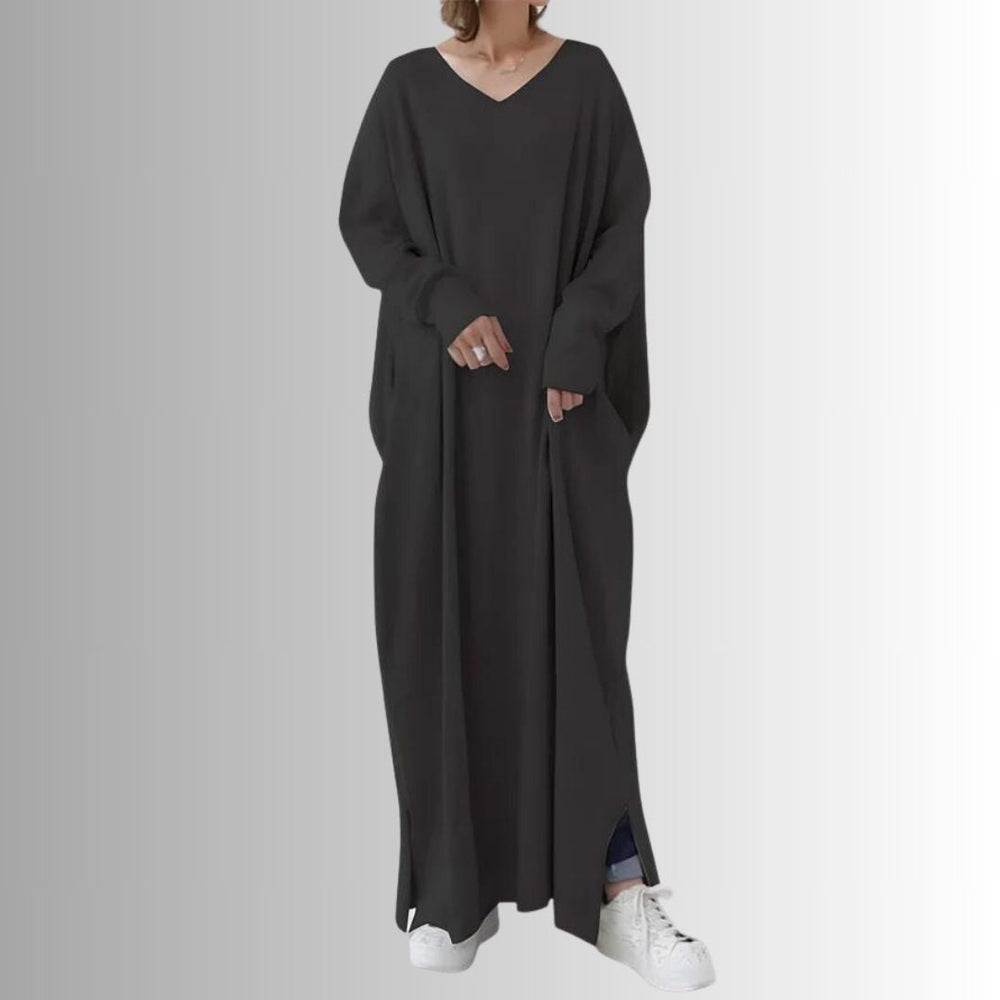 Aria - Lang Oversize Sweaterkjole i Oliven