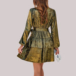 Evelina - Samt Wickelkleid mit Rüschensaum