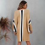Aria - Oversized strik poncho med stribet accent