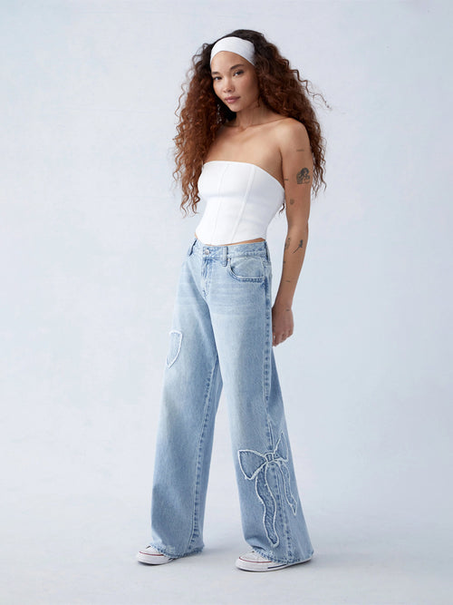 Vide Jeans | Sløjfe-Detalje | Trendy Design