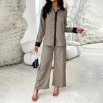 Gabriella - Elegant Printet Pyjamasæt med Piping Detalje