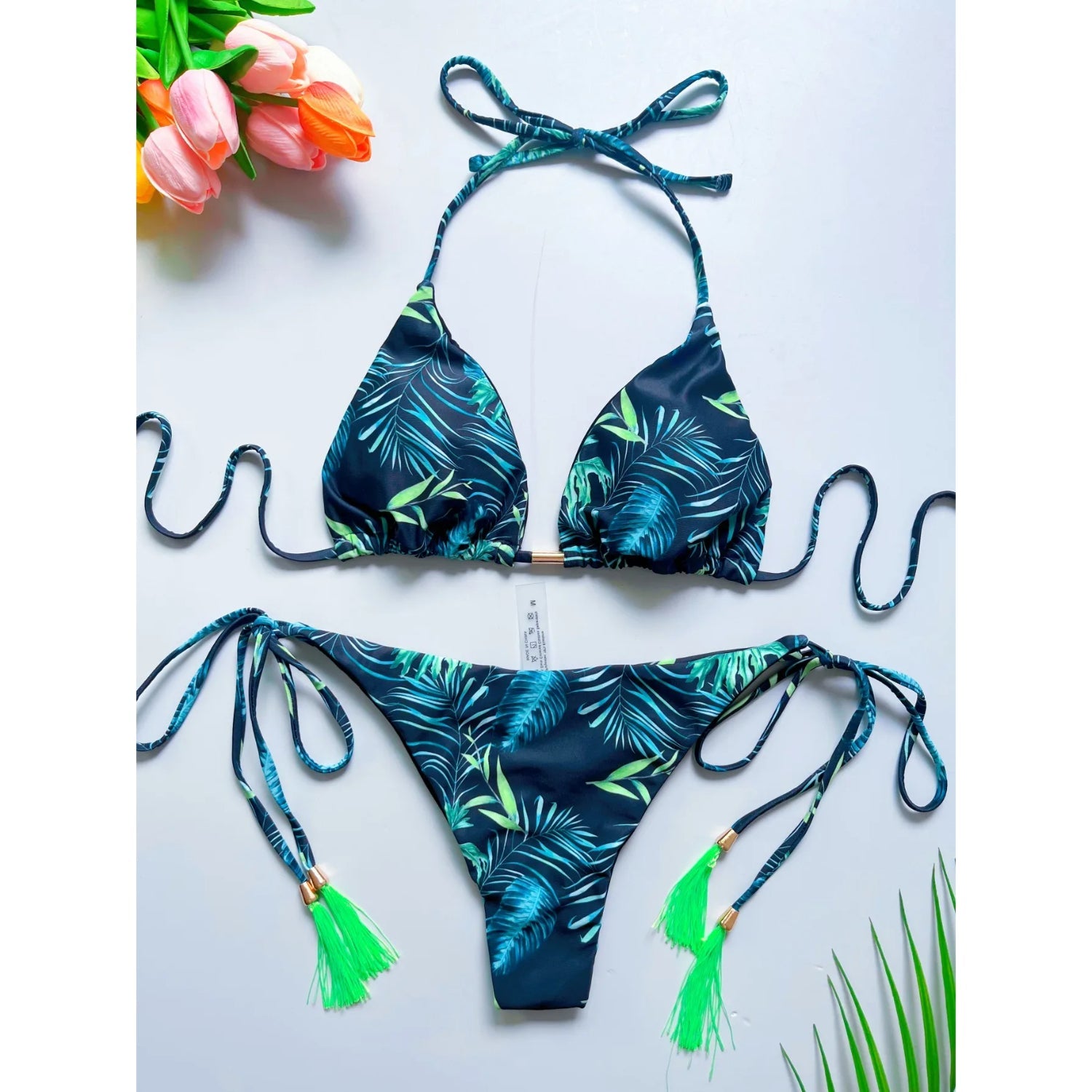 MODA Blomsterprint Bandage Bikini trekant halterneck bikinier