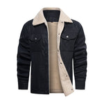 Herre Jakke - Sherpa Foret - Knaplukning - Klassisk Krave - Casual & Varm
