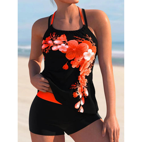 MODA sort tankini med dobbelt strop og design