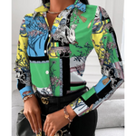 MODA patchwork med krave og leopard print dame bluse