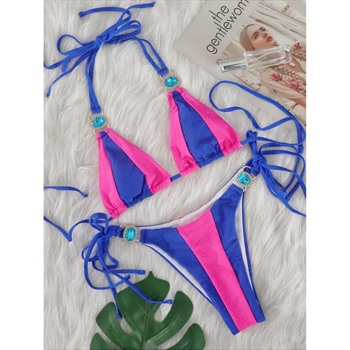 MODA Bikinier i to dele med halterneck og juveludsmykning