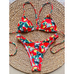 MODA Push up bh-pude halter string blomstret bikinier