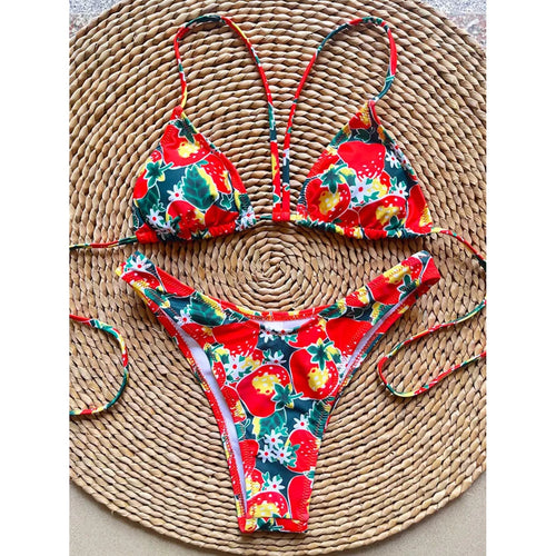 MODA Push up bh-pude halter string blomstret bikinier