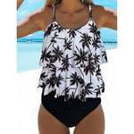 MODA sort tankini med kokospalmemønster