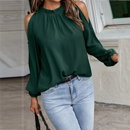 MODA elastisk enkel slank sort dame bluse