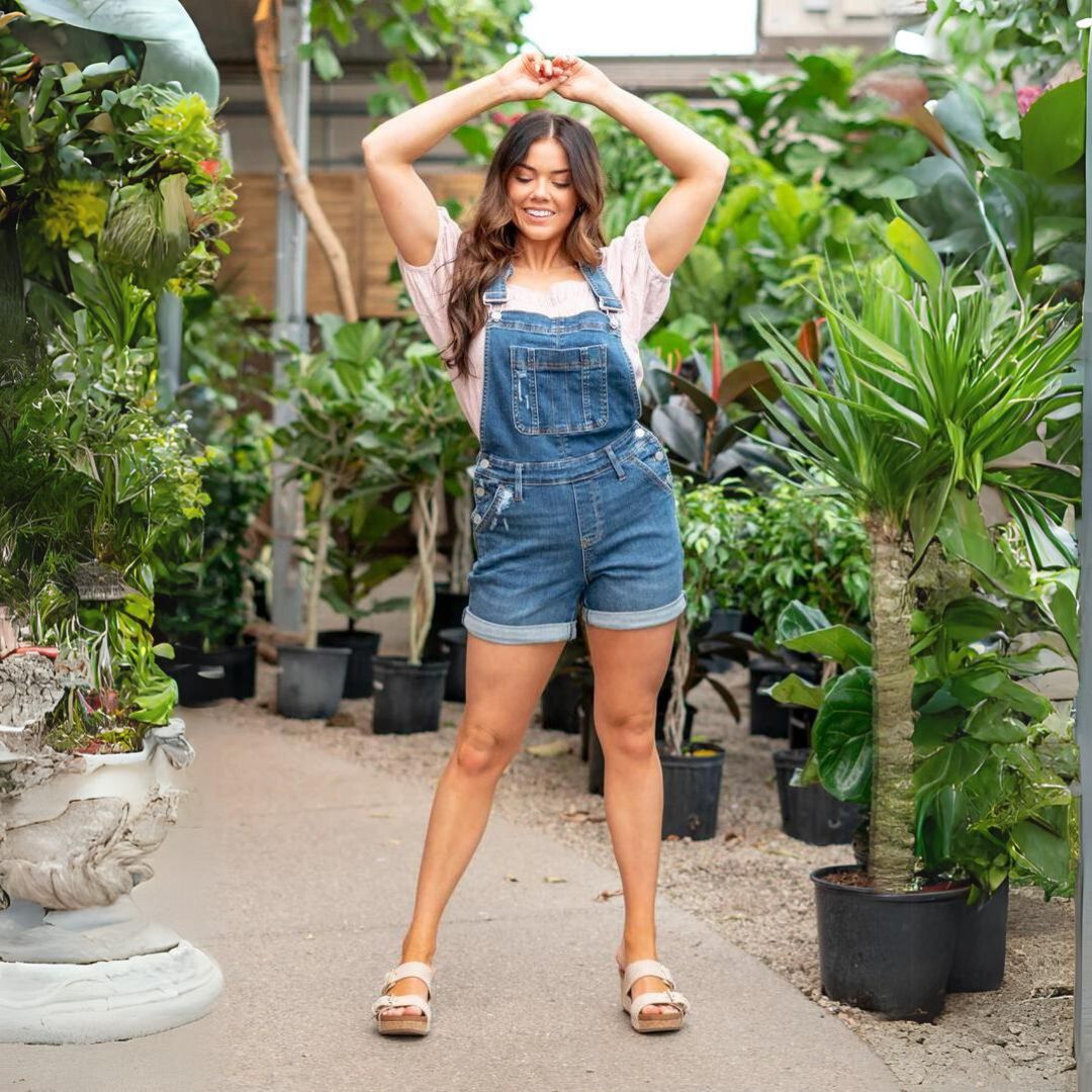 Emma - Denim smækbukser shorts med forlomme