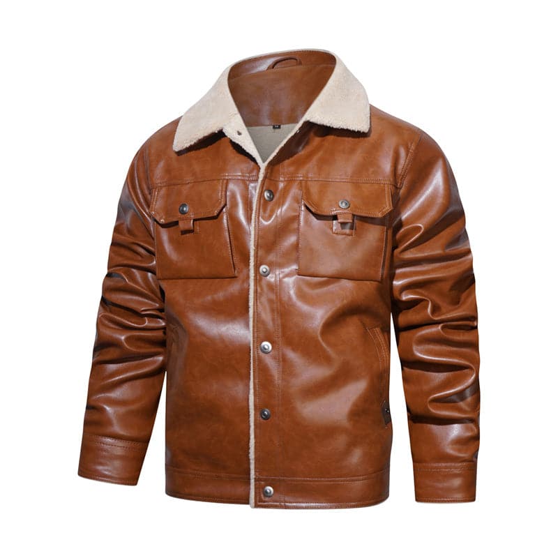 Herre Jakke - Sherpa Foret - Knaplukning - Klassisk Krave - Casual & Varm