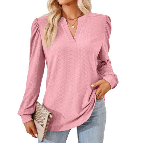 MODA Mode Broderi V-hals Lange Ærmer dame bluse