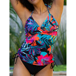 MODA tankini med botanisk blomsterprint og v-hals