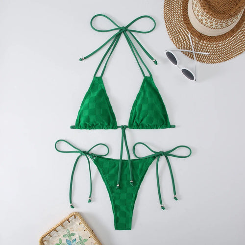MODA Todelt ensfarvet ternet push-up bikinier