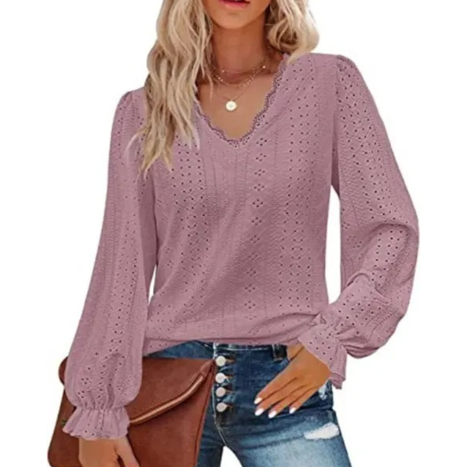 MODA grøn uld med fleece dame langærmet t shirt