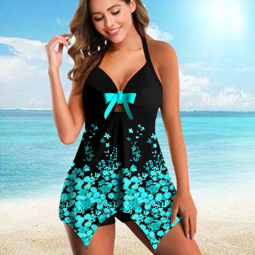 MODA tankini med sort blomsterprint