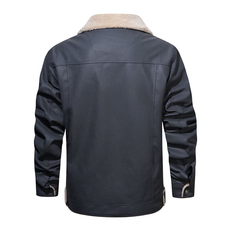 Herre Jakke - Sherpa Foret - Knaplukning - Klassisk Krave - Casual & Varm