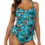 MODA tankini med grønt blomsterprint og v-hals