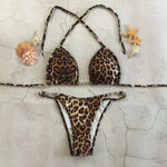 MODA  Leopardprint push-up trekantet kop bandage g-streng bikinier