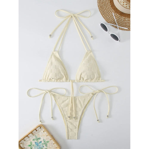 MODA Halter grøn bikinier med sløjfeknude foran push up-bh