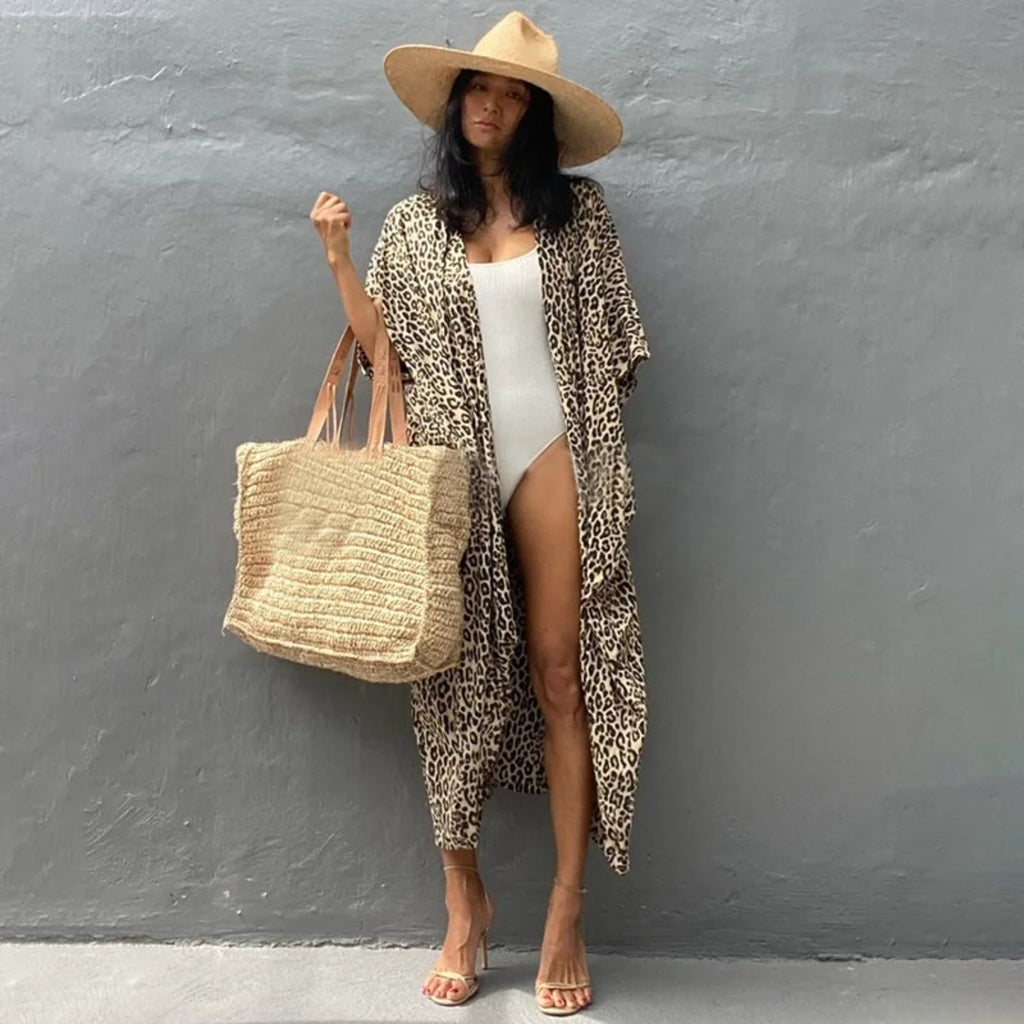 MODA gul slipset v-hals letvægts-kimono