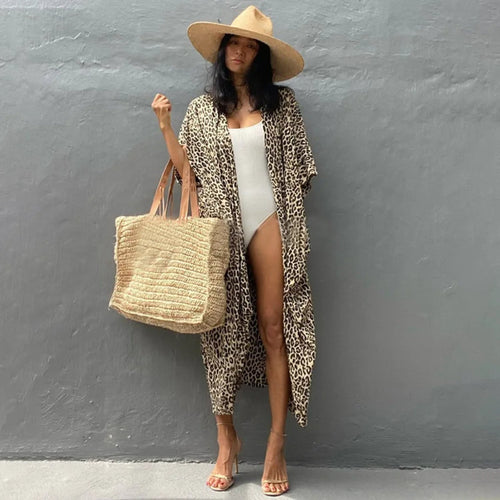 MODA gul slipset v-hals letvægts-kimono