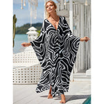 MODA Sort zebrastribet kimono med v-hals
