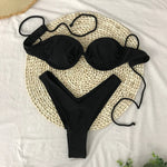 MODA Todelt bikinier med ensfarvet, skinnende push up-bh