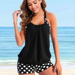 MODA sort tankini med patchwork prikkemønster