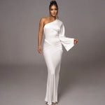 Cassandra - One Shoulder Asymmetrisk Satin Aftenkjole