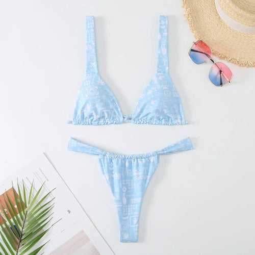 MODA Bikinier i to dele med blomsterprint og bindebånd