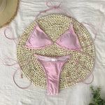 MODA Ensfarvet mini bikinier med lange reb