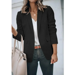 MODA Ensfarvet sort løs dame blazer med pufærmer