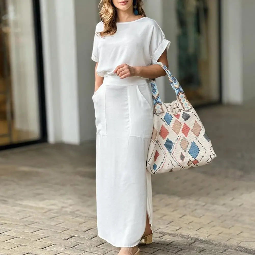 Layla - Stilfuldt maxi-nederdel og crop top sæt