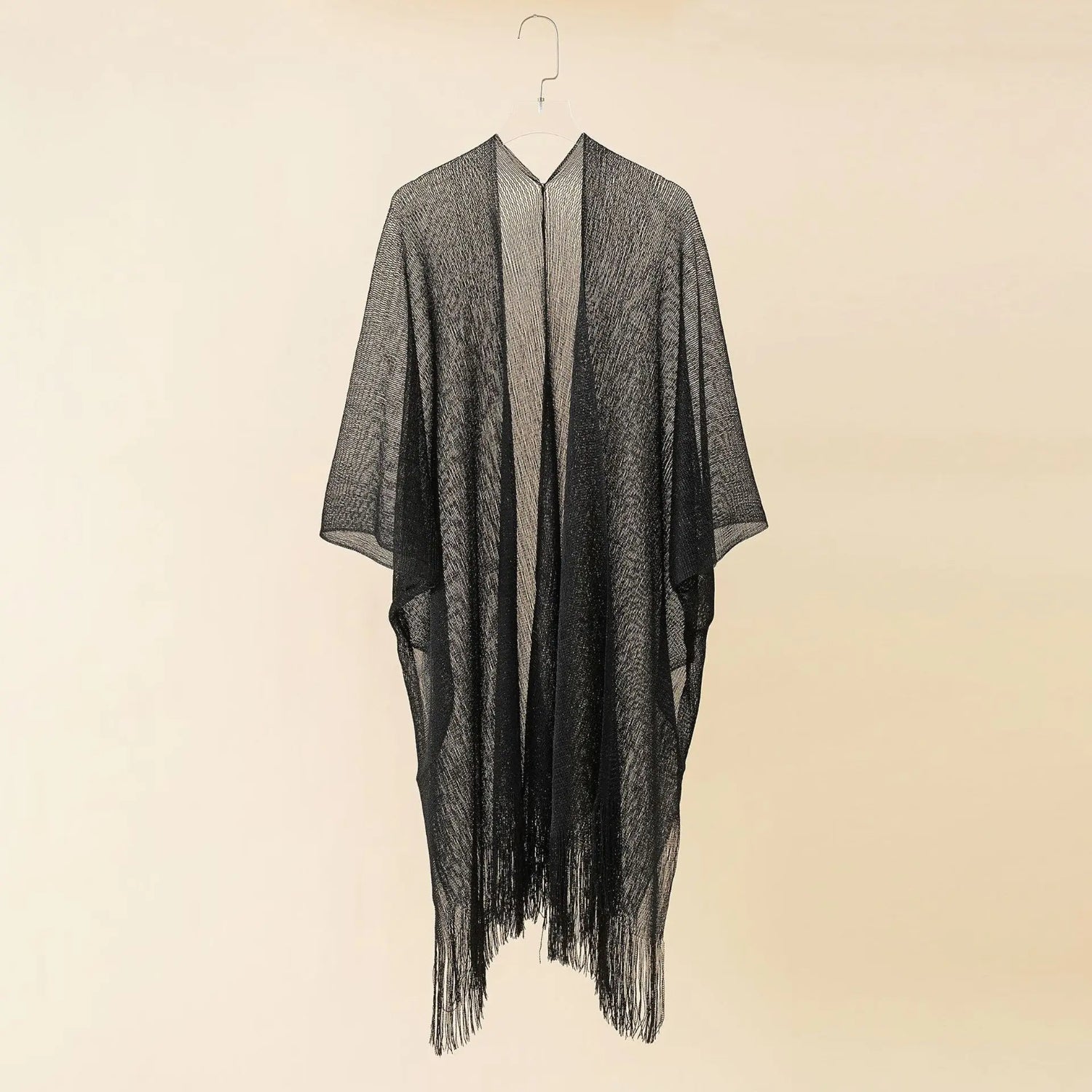 MODA komfortabel kimono med guldkvast og v-hals