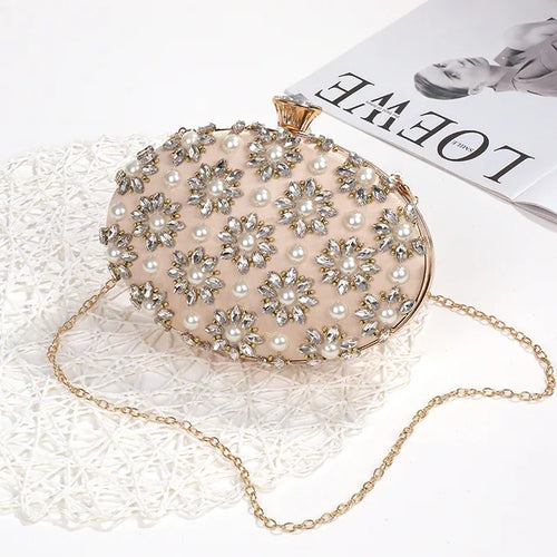Adelaide - perle- og krystaludsmykket blomsterclutch