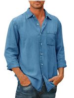 Denim skjorter til mænd med lange ærmer
